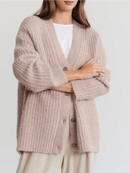 Jenni Kayne Sweaters - Jenni Kayne Alpaca Wool Blend Cocoon Taupe Oversized Cardigan S